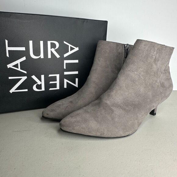 Naturalizer Giselle Modern Grey Fabric Pointed Toe Ankle Boots Women 6M NWB - Picture 1 of 11